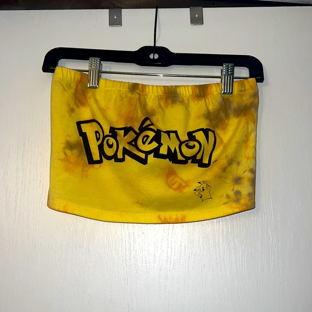 Yellow Pokémon Tube-top. Size small. Acid Wash